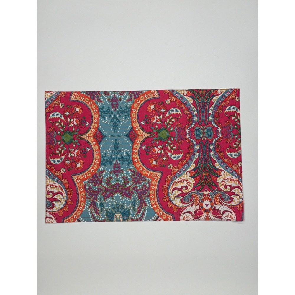 Bohemian Paisley Table Runner Placemat‎ Set Pink Teal Orange set of 4